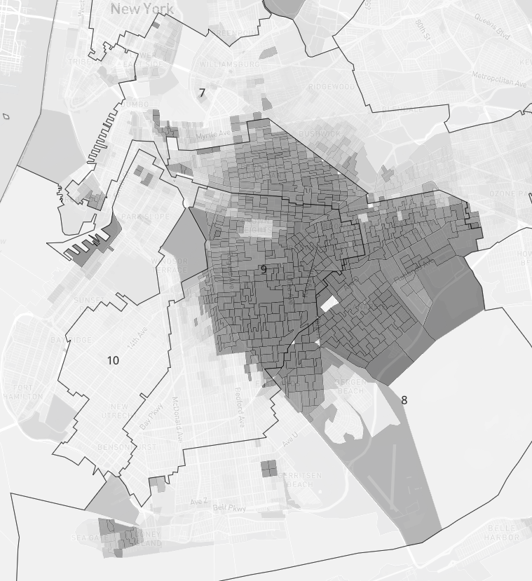 These two districts almost evenly split Brooklyn’s black communities